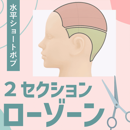 【水平ショートボブ】２セクション　ローゾーン