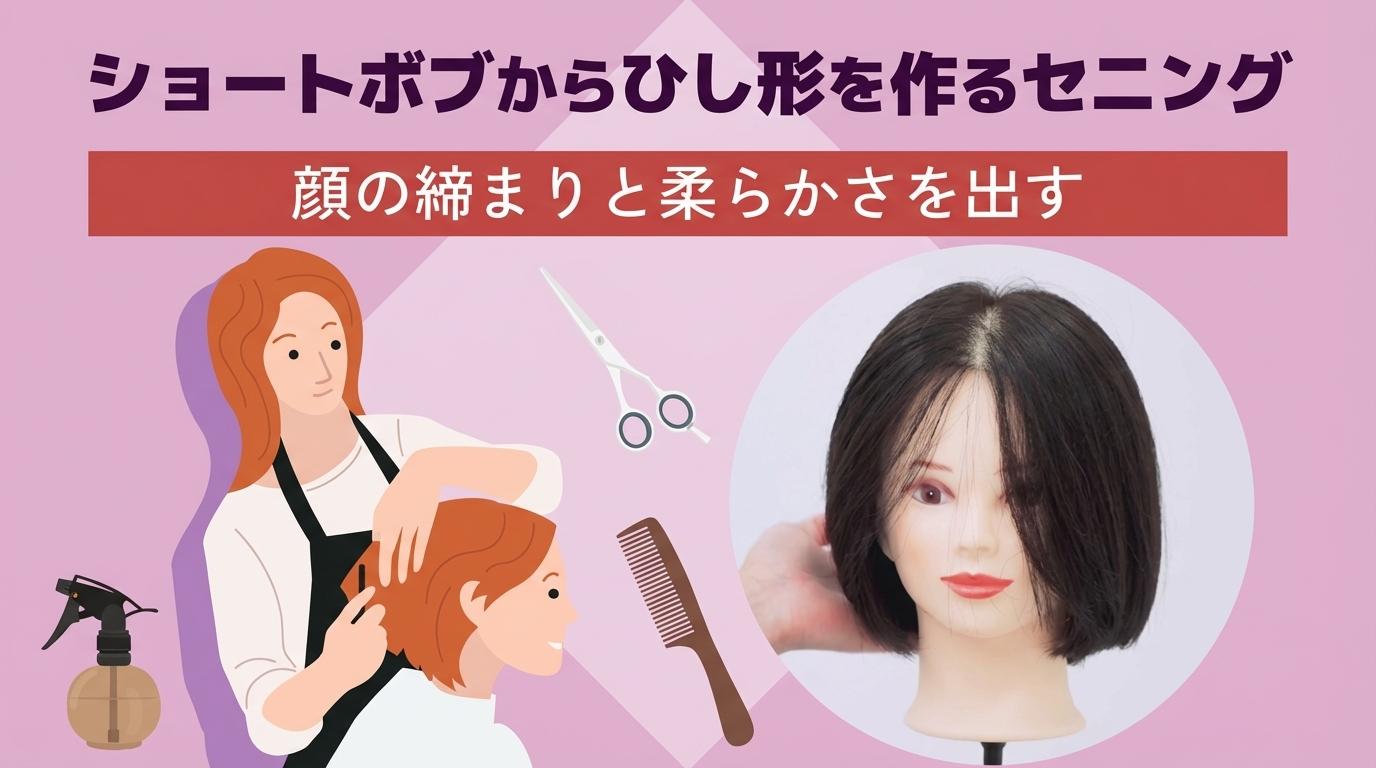 ショートボブからひし形を作るセニングの画像
