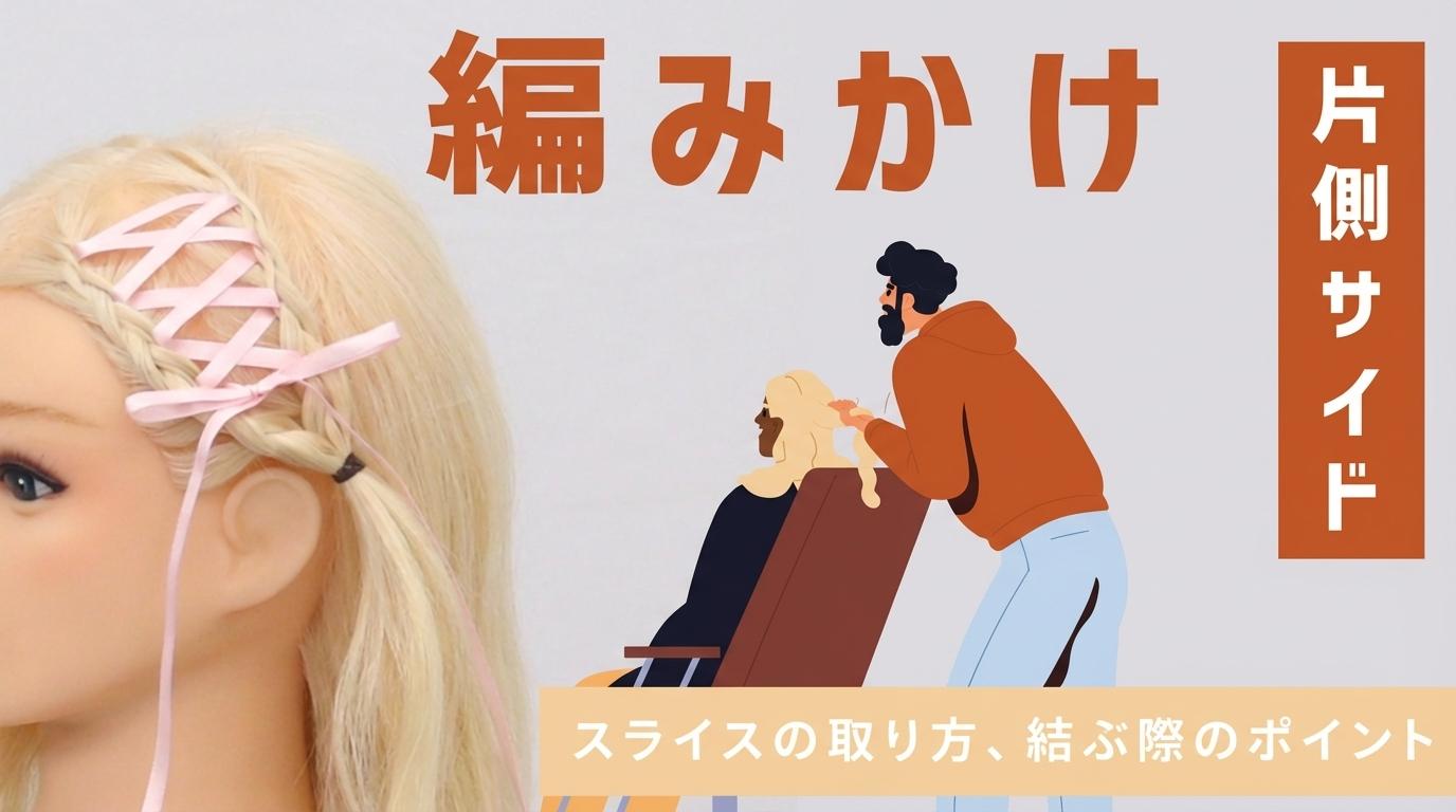 編みかけ（片側サイド）の画像