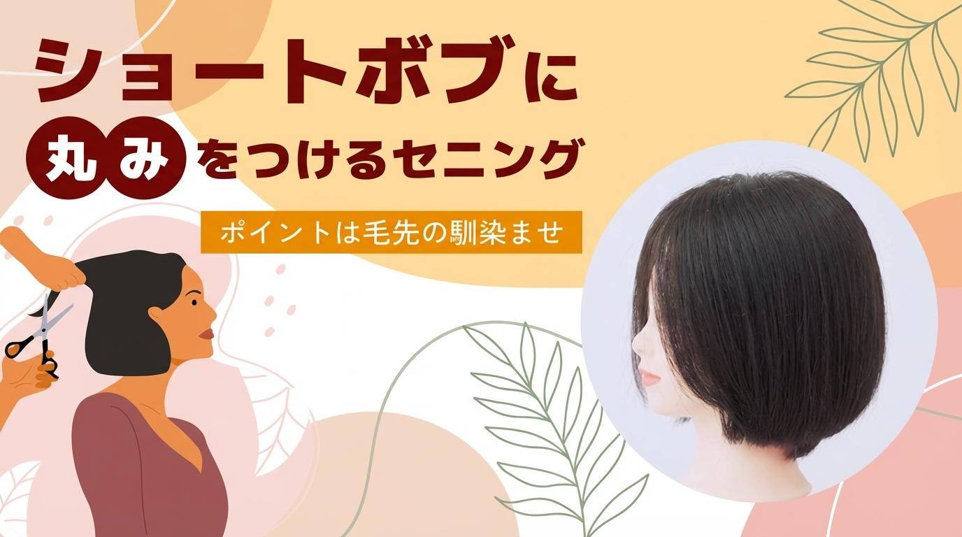 ショートボブに丸みをつけるセニングの画像