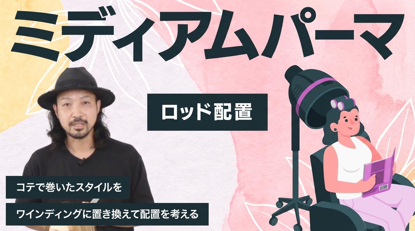 ミディアムパーマ【ロッド配置】の画像