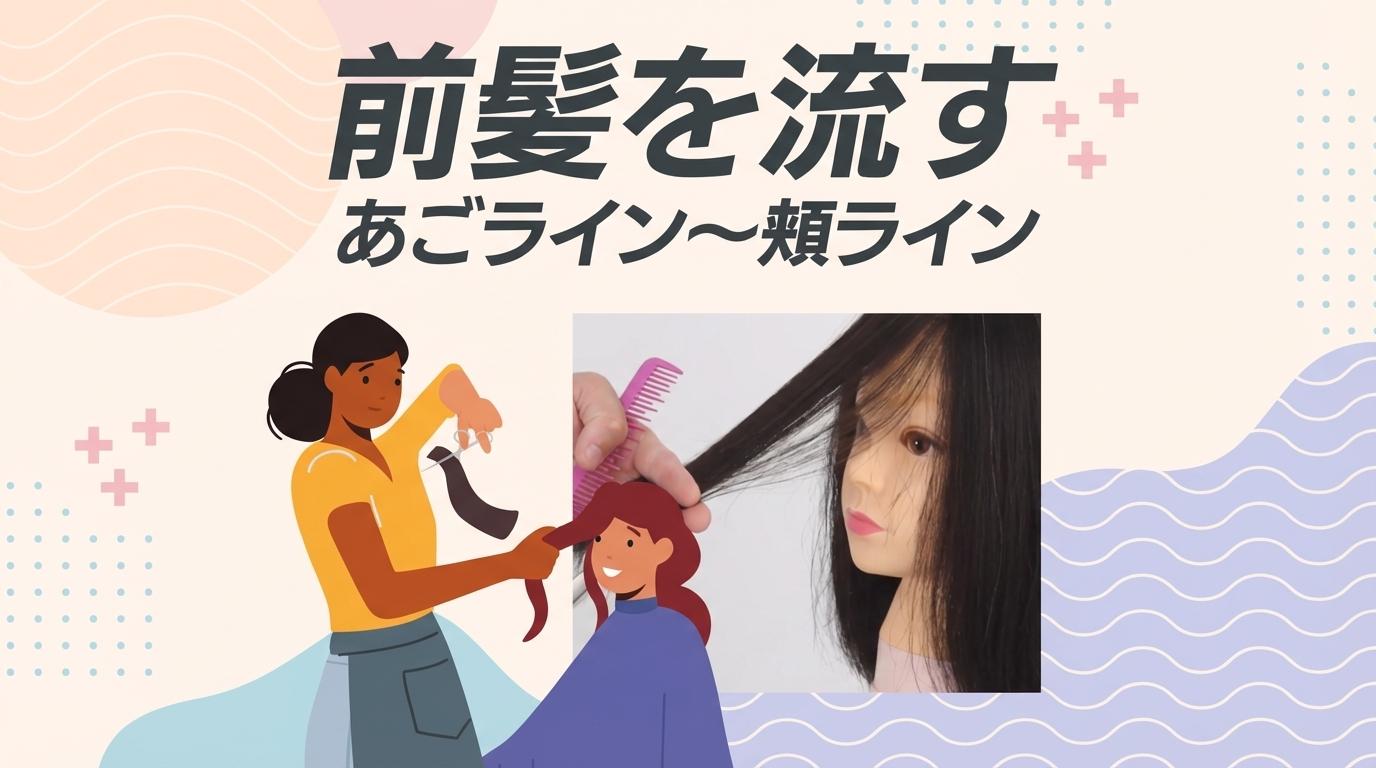 前髪を流す　あごライン〜頬ラインの画像