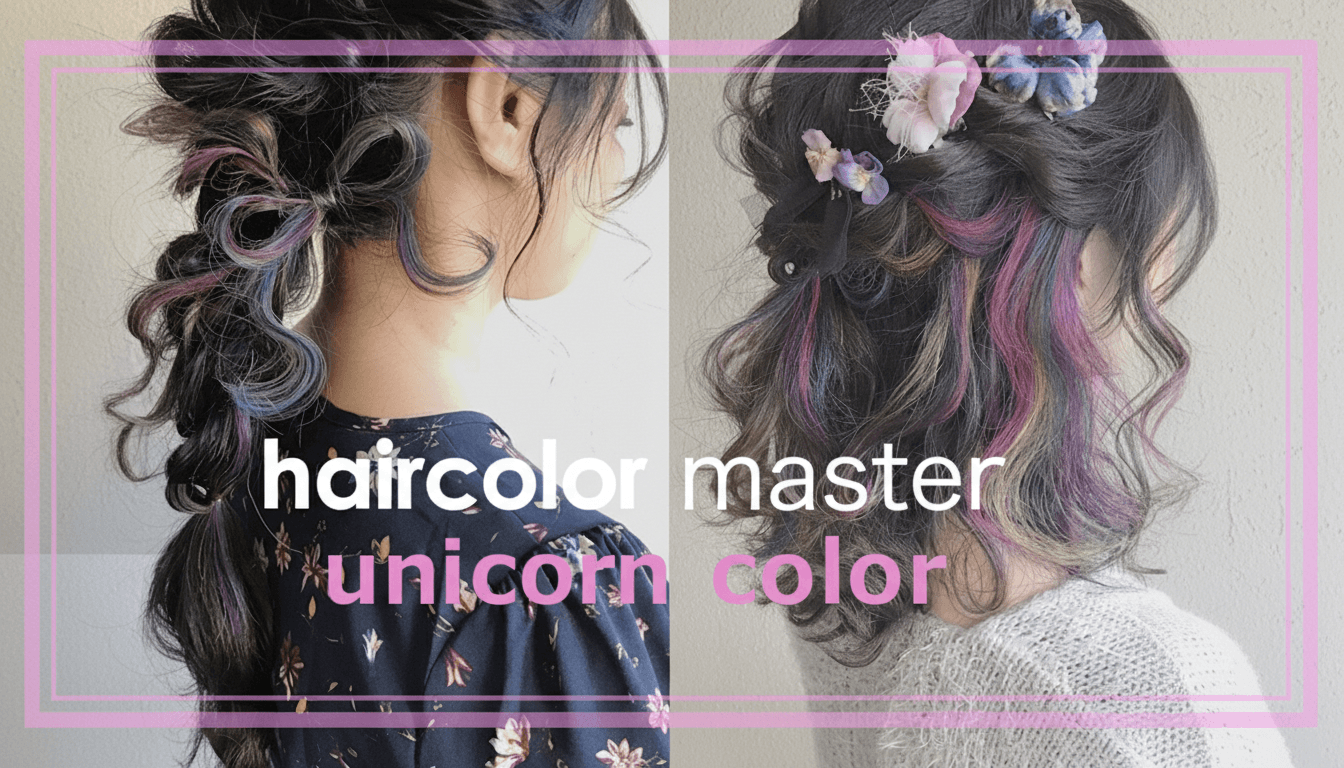 人気のユニコーンカラー&さらっと可愛く仕上げるヘアアレンジのサムネイル画像